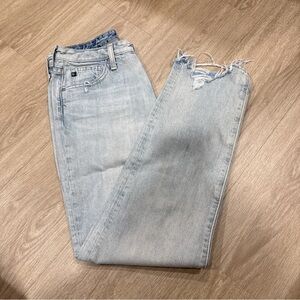 AG Adriano Goldschmied Light Wash Distressed Straight Leg Jeans